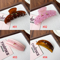Pinces à cheveux en acétate cerise douce avec strass, Pinzas Para El Cabello, Haarspangen cerise ambre délicat