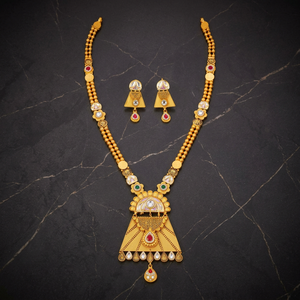 22K Gold Traditional Indian Kundan Necklace Earrings <b>Set</b> Designer <b>Bridal</b> Long Haar <b>Jewelry</b> <b>Set</b> For Women - Product Image 5