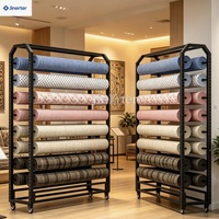 Support d'affichage en tissu extensible double face personnalisé ; Étagère de présentation et de rangement en métal pour textiles, tapis et couvertures