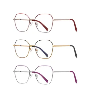 2023ユニセックスアイウェア用の新しい金属ポリゴン光学眼鏡フレーム近視眼鏡読書合金眼鏡ブルーブロックアイウェア