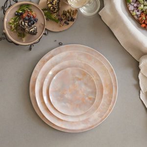 Assiette de Luxe à Effet <span class=keywords><strong>Marbre</strong></span> Rose, Ensemble de <span class=keywords><strong>Vaisselle</strong></span> en Céramique Écologique de Haute Qualité pour Usage Professionnel en Restaurant - Product Image 3