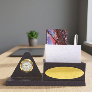 Custom Wooden Desk Organizer Triangle Pen Holder Note <b>Card</b> <b>Stand</b> Paper Holder Office Gift - Product Image 4