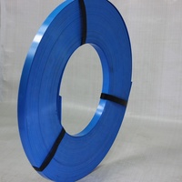 Sangles en acier peintes de bleu avec sangle de cerclage, sangle de fixation à cliquet et sangles en corde pour matériaux d'emballage