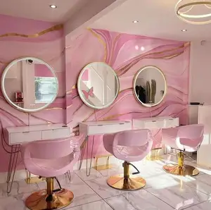 Cadeira de cabeleireiro para salão de beleza, cadeira de maquiagem rosa barata para cabeleireiro, cadeira para salão de cabeleireiro, estação de espelho