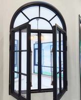 Ventanas Francesas Arqueadas con Rejilla, Modernas, Metálicas, Abatibles, de Vidrio Templado