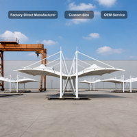 Structure de carport à membrane, type aile de papillon, avec mât central et câbles radiaux, abri de stationnement, imperméable, résistant aux UV, conception personnalisée