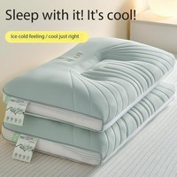 Direct Fabricants : Coussin de nuque moderne pour le sommeil, avec noyau 3D en alternative au latex, en tissu solide brodé, en soie glacée respirante, thérapeutique