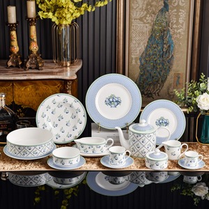 Vajilla de Porcelana Vintage Ecológica de Alta Gama al por Mayor para Hoteles, Tazones para Té de la Tarde, Platos, Platos Hondos, Teteras - Product Image 1