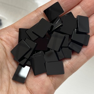 9x11mm Rectangle Double <b>Flat</b> Natural Black Agate Stone for Jewelry Making - Product Image 4