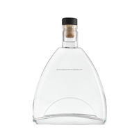 Bouteille personnalisée de 30 ml en verre bleu en forme de diamant avec bouchon en liège pour whisky, vodka, brandy, gin, rhum, tequila, liqueur et spiritueux
