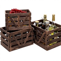 Boîtes décoratives en bois brûlé faites à la main, structure robuste en X, caisses imbriquées pour la décoration et le rangement de la maison de style campagnard