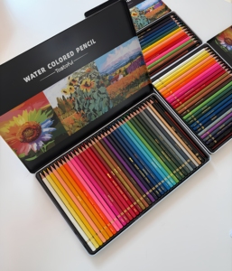 Matite Colorate Idrosolubili Set da 12, 24, 36, 72 e 120 Colori con Scatola in Metallo per Disegno e Pittura Artistica - Product Image 3
