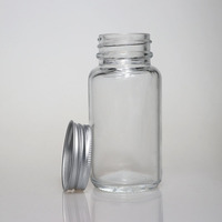 Flacon en verre transparent givré pour pilules, compléments alimentaires, capsules, avec couvercle en aluminium et joint de sécurité, 60 ml, 100 ml, 120 ml, 200 ml