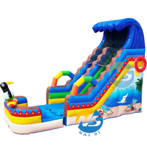 Château gonflable aquatique commercial Penguin Under the Sea avec toboggan, piscine à jets d'eau et souffleur - Product Image 5