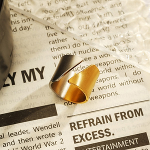 Stainless Steel <b>Ring</b> Geometric Shape 18k Gold Plated Two Tone Women's Fashion Jewelry Gift - Product Image 1