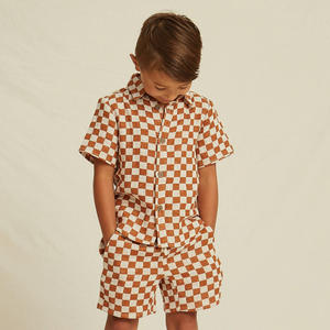 Vêtements d'été pour enfants Cotton And Linen Damier Series Boy And Girl Baby Shirts Overalls Vest Dress - Product Image 6