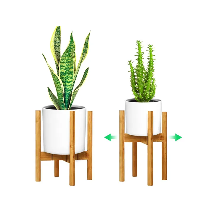 High Quality Online Selling 3 Tier Creative Folding Wooden Plant Support Stand Black Woven Iron Bamboo Plant Stand Rack