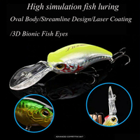 LUTAC Leurres de pêche Long Casting Flottant Crank Bait ABS Plastic Laser Coating Skin Double VMC Treble Hook Hard Baits 55mm/11g