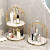 Organisateur de Comptoir de Salle de Bain en Fer Doré de Luxe, Vente Directe Usine, Support de Rangement Robuste pour Maquillage, Sans Assemblage, pour Grossistes
