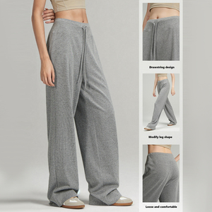 XW-KZ240803 kadınlar yüksek elastik bel bandı açık spor gevşek Fit rahat egzersiz rahat geniş bacak şartları <span class=keywords><strong>Sweatpants</strong></span> - Product Image 4