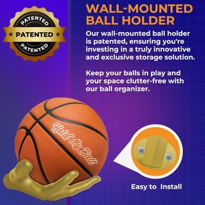 Soporte de Pared para Balones Deportivos Hold My Ball, de Resina Dorada Premium, para Baloncesto, Fútbol, Exhibición en Garaje - Product Image 5