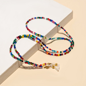 Chaîne de masque en perles faites à la main en spinelle et tourmaline, cordon anti-dérapant et anti-perte pour lunettes et écouteurs - Product Image 2