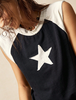 Streetwear mode 100% coton décontracté tricoté couleur bloc manches raglan col rond T-shirt femmes T-shirt en gros vêtements