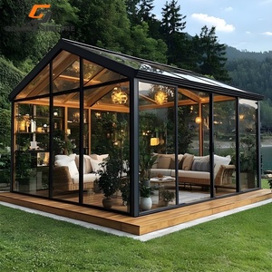 GS Moderna Casa de Cristal con Techo Inclinado de Aleación de Aluminio para Exteriores, Terraza Móvil, Solárium, Jardín, Patio - Product Image 5