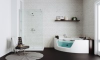 Baignoire gonflable en verre, Design de fenêtre, baignoire à angle rond en acrylique