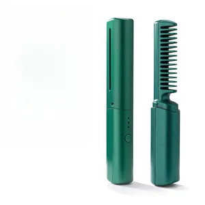 2024 Mini New USB Rechargeable Cordless Hair Straightener Dual-purpose Portable Fast Heating Hot Comb for Outdoor