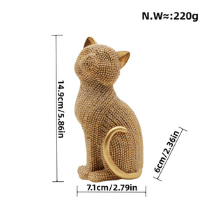 Artesanía de resina personalizada, venta al por mayor, estatuas de gato encantadoras de nuevo diseño de plata dorada - Product Image 3