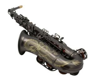 Saxophone alto professionnel en Mi bémol noir mat, gravures manuelles Dragon, coussinets italiens <span class=keywords><strong>Pisoni</strong></span>, avec étui rigide - Product Image 4