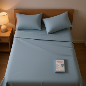 Parure de draps individuels Viasoft bleu clair, 2000 fils, en coton respirant et hypoallergénique, pour la maison - Product Image 2