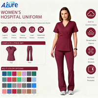 Ensemble uniforme de clinique esthétique : Blouse à manches courtes et pantalon évasé – Vente en gros