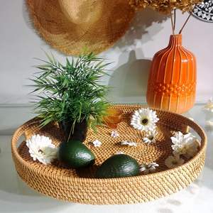 ถาดเก็บของทรงรีหวายสานมือแบบรักษ์โลก สำหรับห้องนั่งเล่น ห้องครัว ใช้จัดระเบียบบนเคาน์เตอร์ ใช้ได้ทั้งภายในและภายนอกอาคาร - Product Image 2