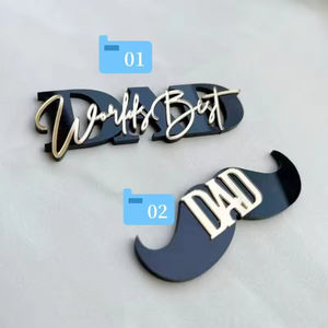 Hstyle nueva llegada Feliz Día del Padre acrílico pastel Toppers Cupcake decoración suministros amor papá acrílico lado pastel decoraciones - Product Image 4