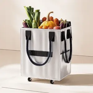 Chariot de courses pliable avec poignée rétractable, roues silencieuses, léger, pratique, en tissu Oxford, pour les courses - Product Image 5