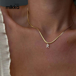 18k altın kaplama paslanmaz çelik takı yılan zinciri kübik zirkonya A-Z mektup kolye kolye kadınlar için - Product Image 3