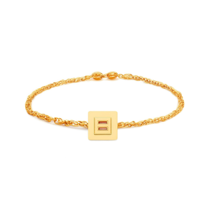 Bracelet en acier inoxydable 12x14cm, lettre E, chaîne plaquée or, bijoux de mode unisexe - Product Image 2