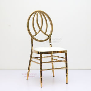 Fábrica al por mayor apilable de lujo Hotel muebles de exterior de metal dorado nupcial boda fiesta banquetes mesas y sillas para eventos - Product Image 4