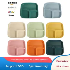 <span class=keywords><strong>Assiette</strong></span> carrée <span class=keywords><strong>jetable</strong></span> à trois compartiments en paille de blé, plateau <span class=keywords><strong>compartiment</strong></span>é pour restauration rapide, plat pour école maternelle - Product Image 2