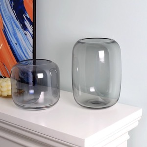 Décoration moderne Vases à fleurs en verre gris clair Vase en verre transparent rond à gros ventre Pantalon hydroponique Bocal à poissons pour aquarium - Product Image 2