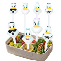 Nouveauté : Ensemble de 6 mini-piques à nourriture en forme d'animaux de dessin animé, piques jetables en plastique pour bento, fourchettes à fruits, logo personnalisé pour enfants, en vrac