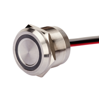 Interrupteur à bouton piézoélectrique éclairé par LED bicolore 24V 12V étanche IP68 de 25 mm