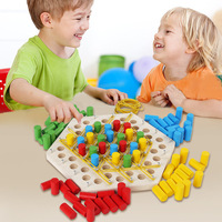 Jeu de société d'échecs triangulaires multijoueur, jeu de société d'échecs en chaîne, jeu de société familial interactif, exercice cérébral, jouet éducatif en bois pour enfants