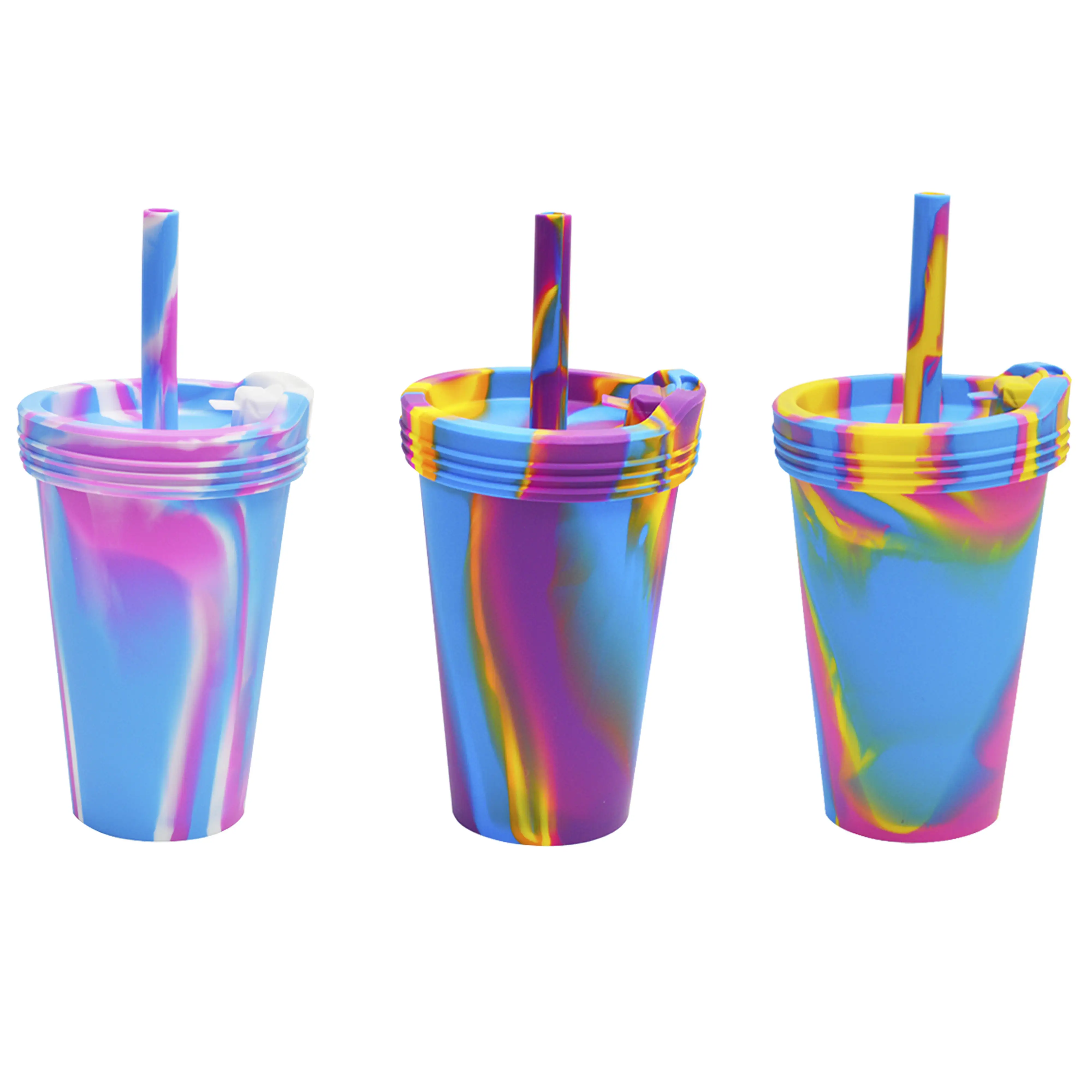 Feestjes Sport En Buitenshuis Onbreekbaar Herbruikbaar Duurzaam Shatterproof 16 Ounce Cups Bleze Tie-Dye Siliconen Pint Glazen Bekers