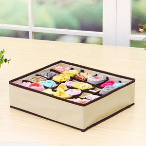 <b>Clothes</b> Organiser <b>Storage</b> Box With Compartments Foldable For Underwear Socks Bra Rectangle Beige Gray Rose Red - Product Image 3