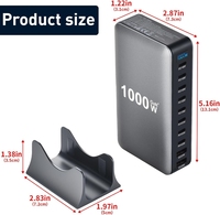 Bloc de chargeur USB-C 10 ports 1000W compatible SCP QC3.0 GaN PD 140W Station de charge murale pour iPhone 17 et Samsung 25