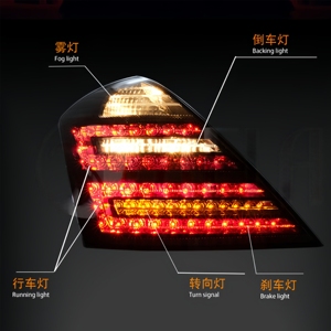 Elegantes Luces Traseras LED de Doble Fila con Lentes Transparentes de ABS Rojo para Mercedes Clase S W221 (2006-2009), Kit de Reequipamiento Facelift - Product Image 2