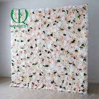 Backdrop Dinding Bunga Mawar Hydrangea Buatan Tangan 3D 5D Real Touch untuk Dekorasi Rumah, Pesta Pernikahan, dan Fotografi Grosir